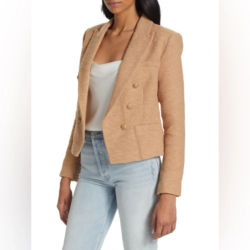L’AGENCE brown tweed Brooke cropped blazer - Picture 3 of 10